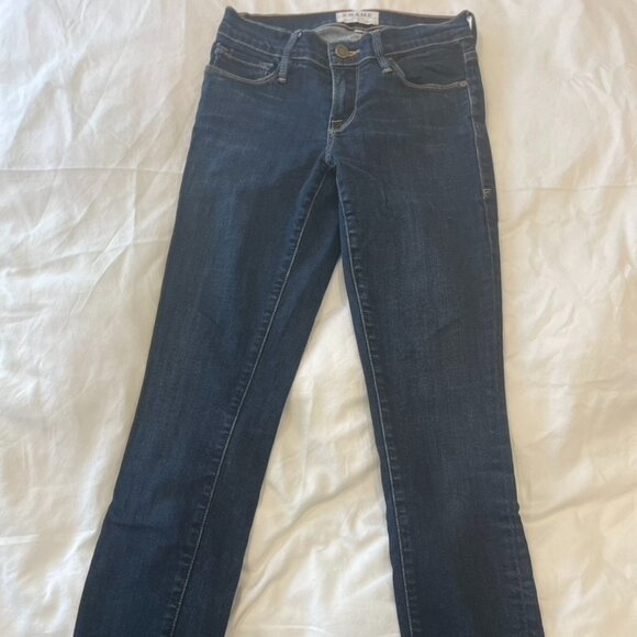 FRAME Denim LE SKINNY DE JEANNE Mid Rise Queens Way Dark Wash Blue Jeans size 25 - Picture 4 of 5